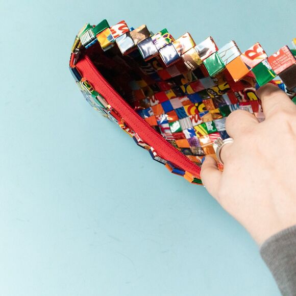 Y2K Rainbow Candy Wrapper Folded Mini Baguette Shoulder Bag Top Zipper Eclectic - Picture 3 of 8